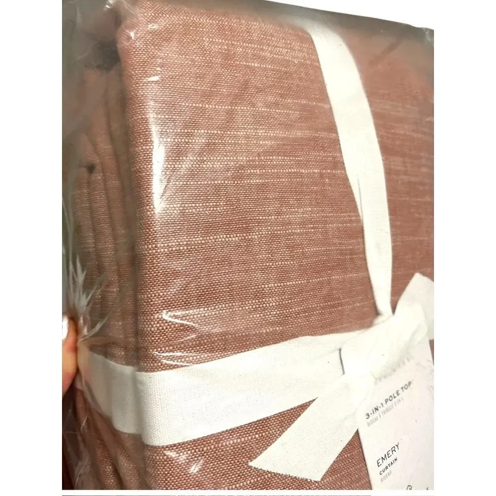 $529 Pottery Barn EMERY Linen Curtain | Brick Red, 100 x 120